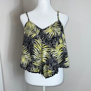 Material Girl Top  yellow green black  fringe back cut out Size Small 3 for $20